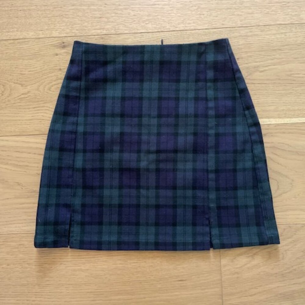 Brandy Melville Tartan Mini Skirt - Navy and Violet